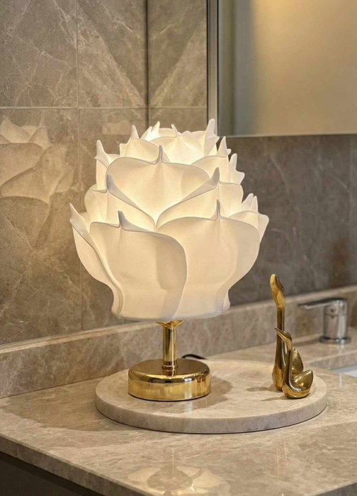 Opviq Lámpara de mesa Eva Blanco y Dorado Brillante Opviq Lámpara de mesa Eva Blanco y Dorado Brillante
